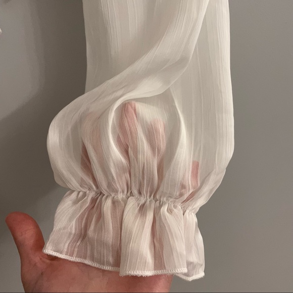 NWT Kittenish White Smock Sheer Long Sleeved Boho Peasant Crop Top - Picture 4 of 8